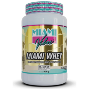 Barattolo Miami Vibes Miami Whey 908g proteine whey in polvere gusto chocolate fusion integratore proteico per massa muscolare